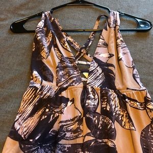 Mauve and purple leaf print Maaji maxi dress